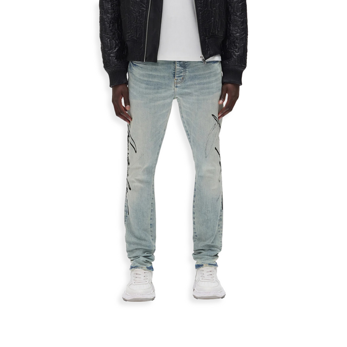 Skinny Double Script Blue Jeans