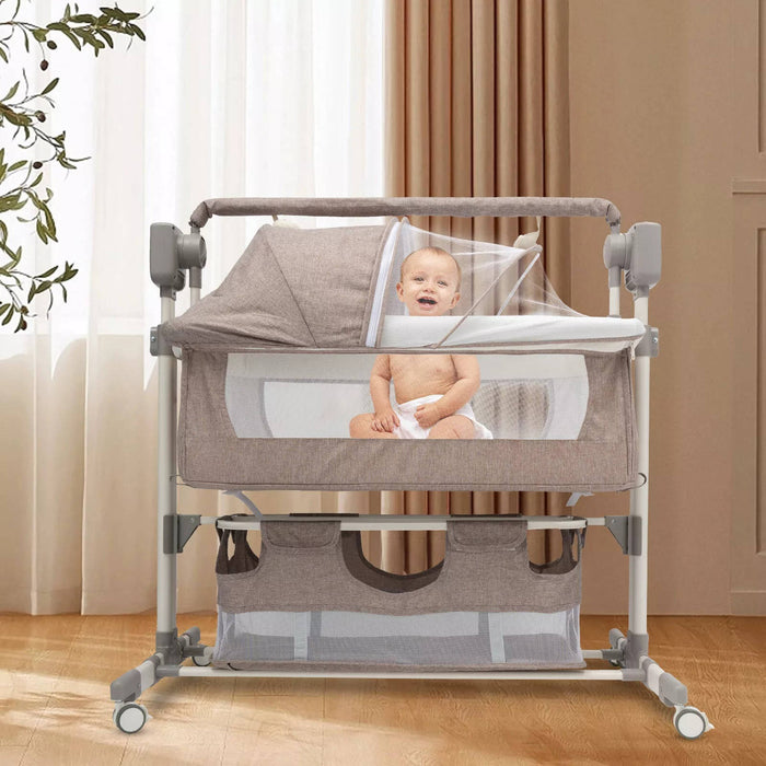 Smart Baby Bassinet Automatic Rocking Bedside Sleeper with Music Timer Newborn Infant