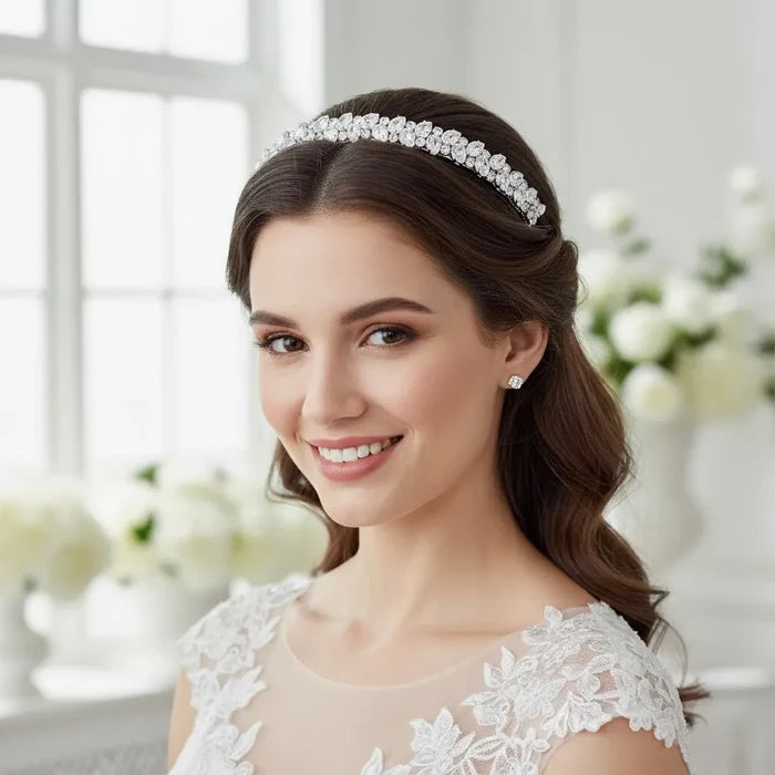 Wedding Hair Accessories - Silver Cubic Zirconia Bridal Headband
