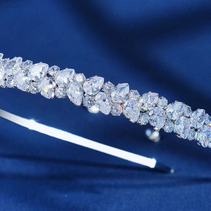 Wedding Hair Accessories - Silver Cubic Zirconia Bridal Headband