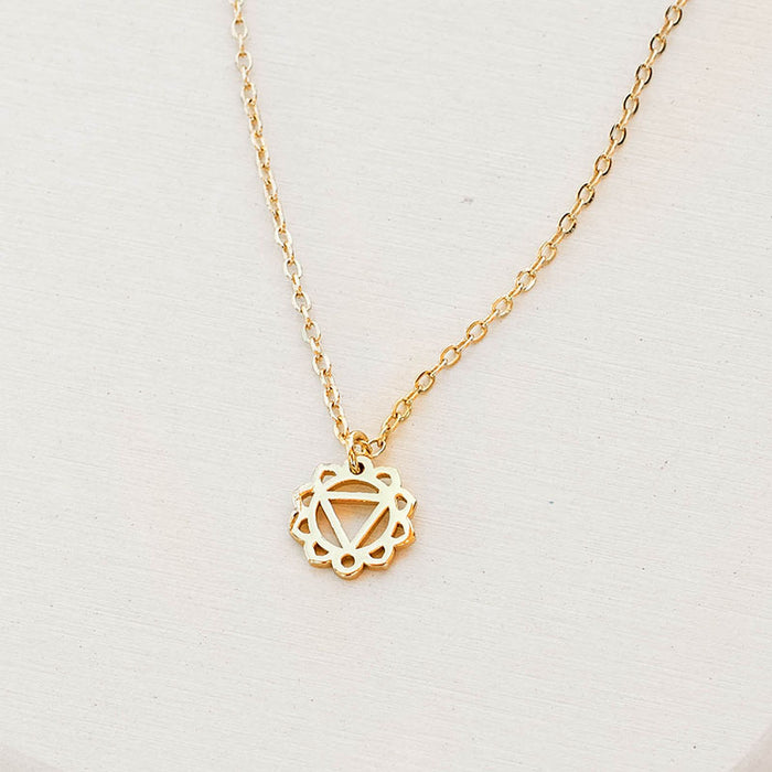 Solar Plexus Chakra Necklace, flat lay gold chain