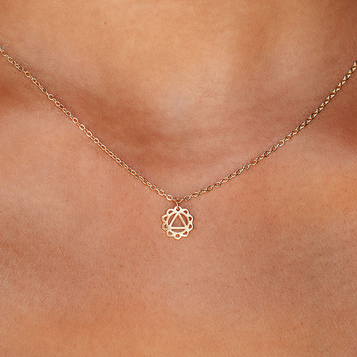Solar Plexus Chakra Necklace, worn on neck
