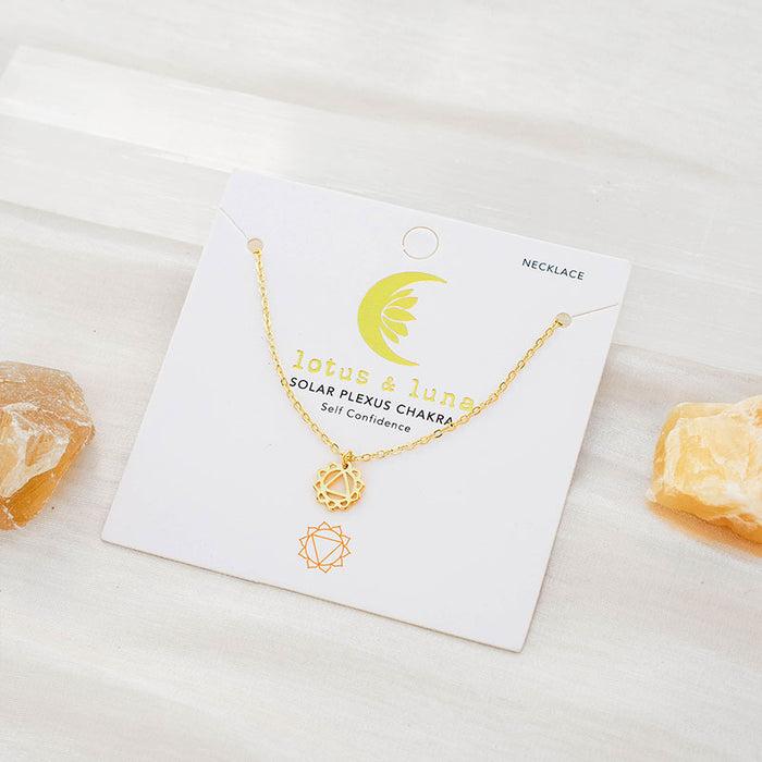 Solar Plexus Chakra Necklace, on branded card