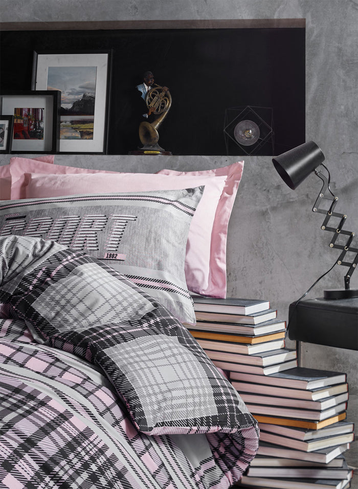 Sports in Blush Gray Duvet Cover Set | Pink