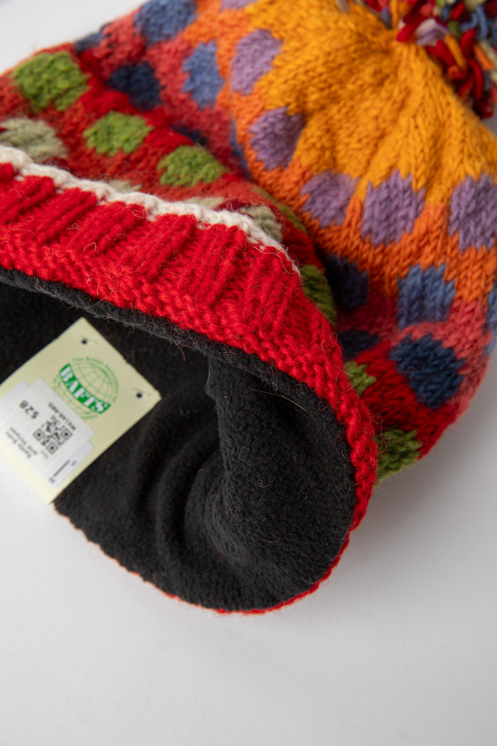 Spots Dots and Stripes Handmade Wool Hat