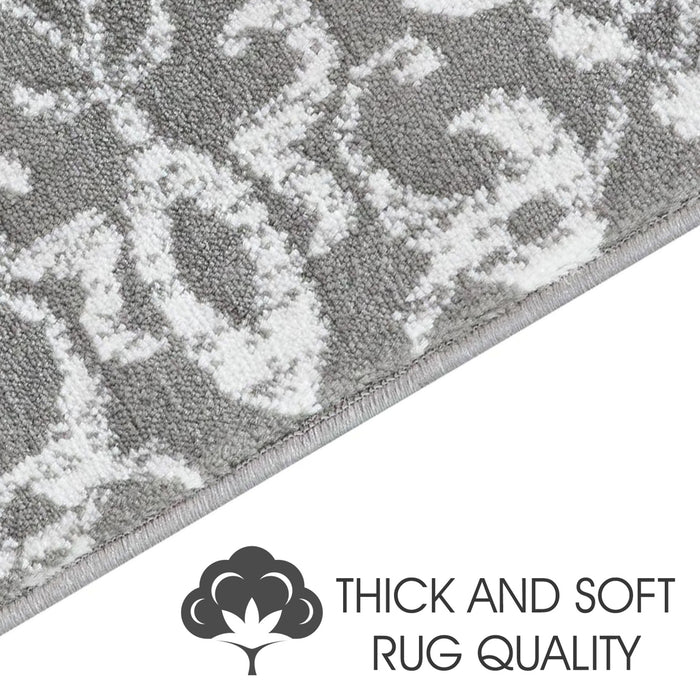 Stair Treads Rug 9"x28" Floral Collection | Gray