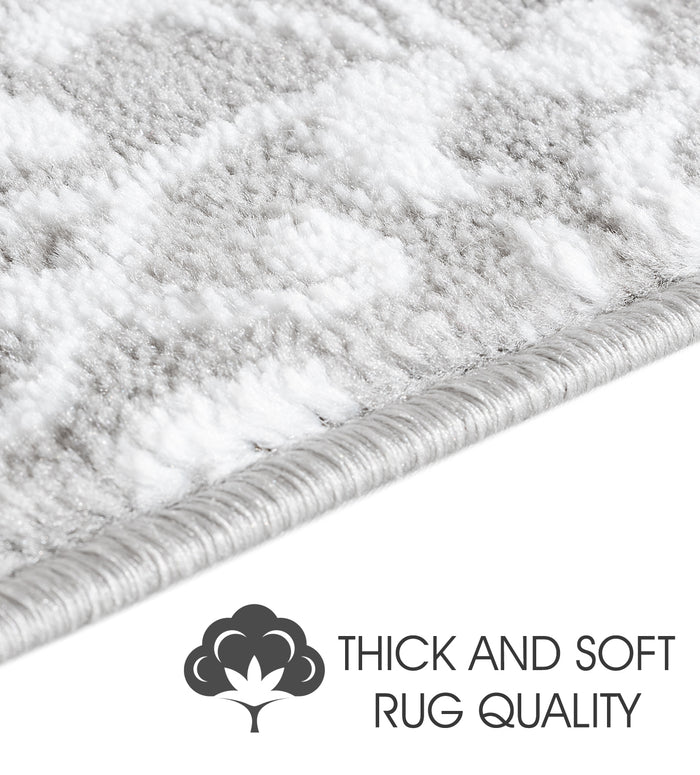 Stair Treads Rug 9"x28" Leaves Collection | Gray & White
