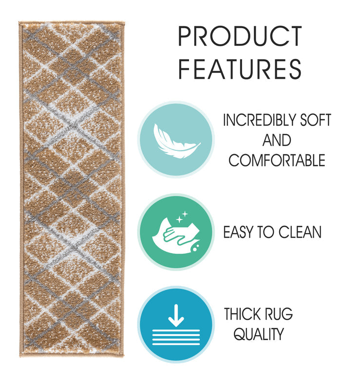 Stair Treads Rug 9"x28" Modern Collection | Beige