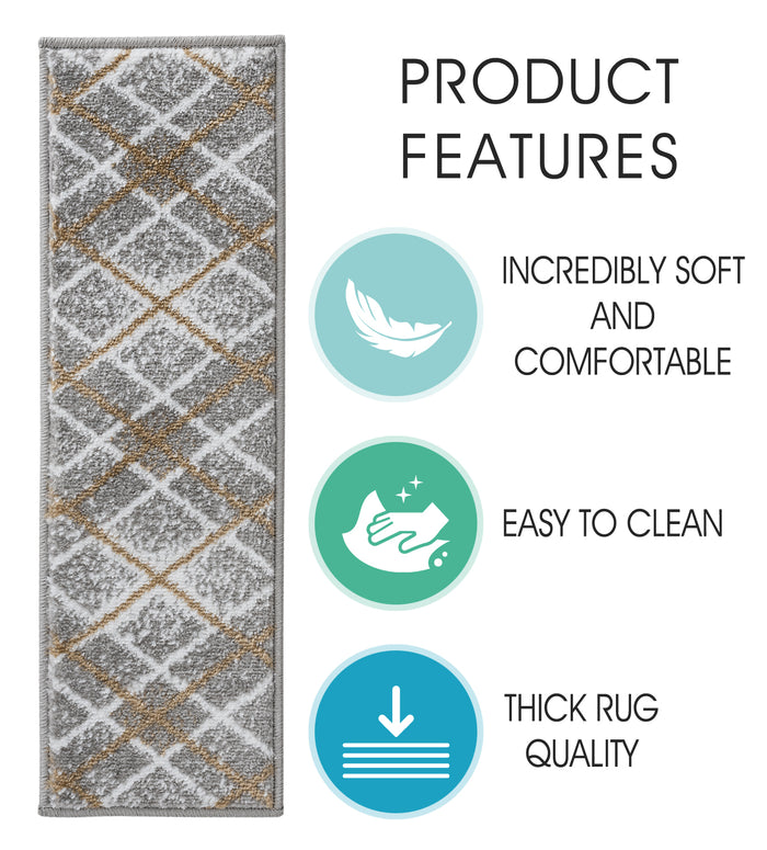 Stair Treads Rug 9"x28" Modern Collection | Gray