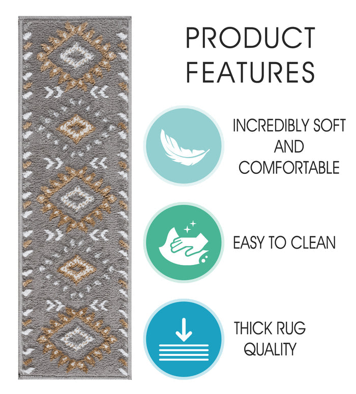 Stair Treads Rug 9"x28" Traditional Collection | Beige & White