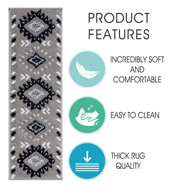 Stair Treads Rug 9"x28" Traditional Collection | Navy & White