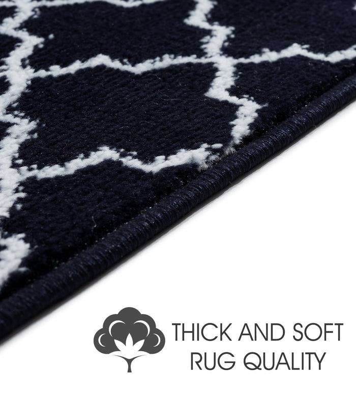 Stair Treads Rug 9"x28" Trellisville Collection | Navy & White