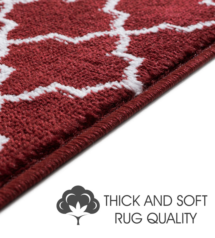 Stair Treads Rug 9"x28" Trellisville Collection | Red & White