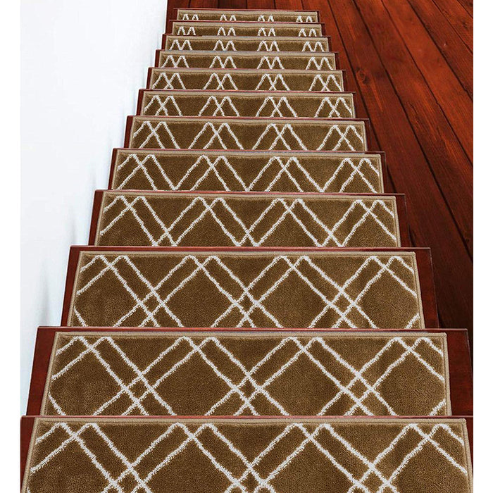 Stair Treads Rug 9"x28" Vintage Collection | Beige & White