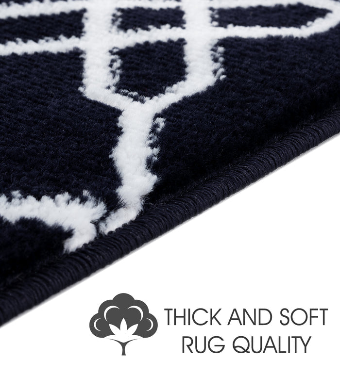 Stair Treads Rug 9"x28" Zigzag Collection | Navy & White