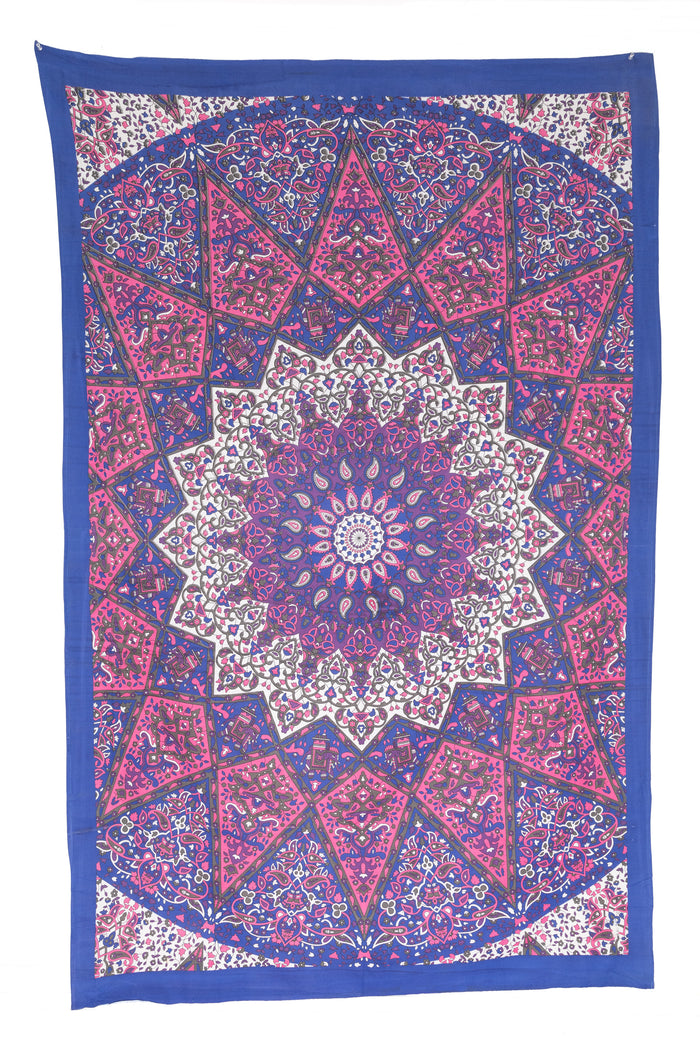 Star Mandala Tapestry in Pink and Blue