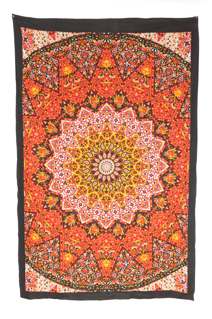 Star Mandala Tapestry in Black and Red