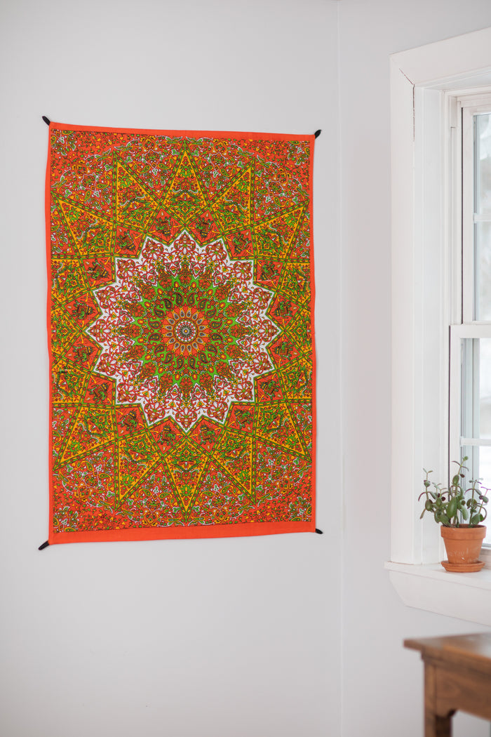 Star Mandala Wall Hanging Tapestry in Orange
