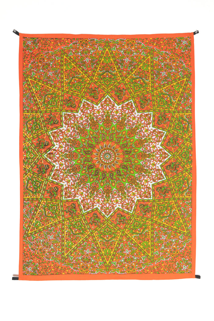 Star Mandala Wall Hanging Tapestry in Orange