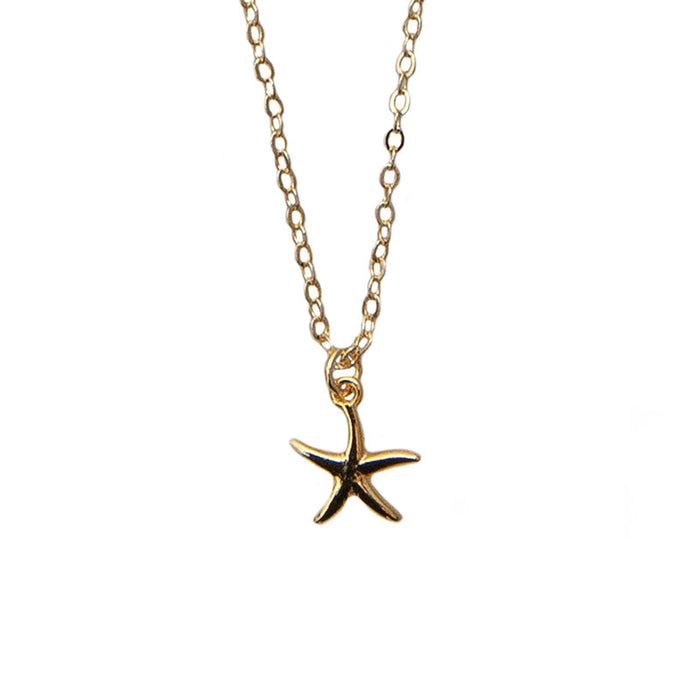 Starfish Charm Necklace, gold pendant detail