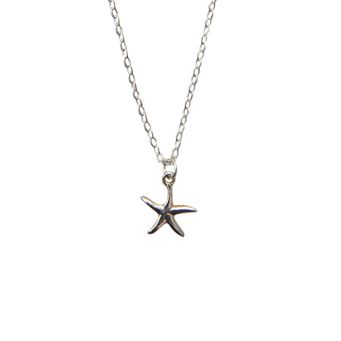 Starfish Charm Necklace, silver pendant detail