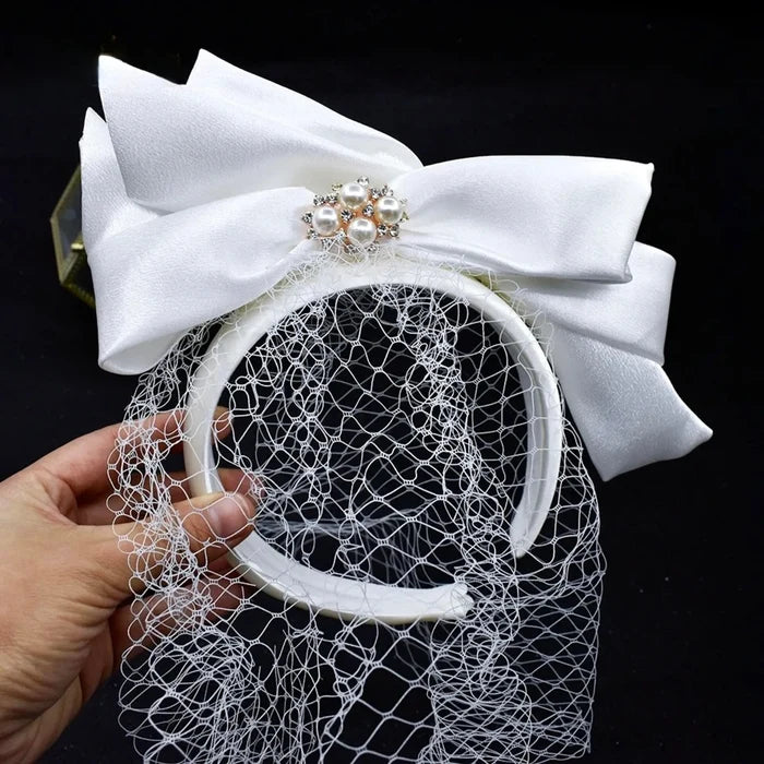 Wedding Veils - Bridal Birdcage Veil with Satin Headband and Bow