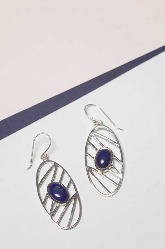 Sterling Silver Elissa Gemstone Earrings in Lapis