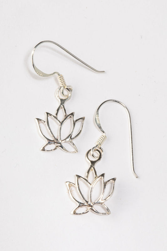 Sterling Silver Lotus Outline Earrings