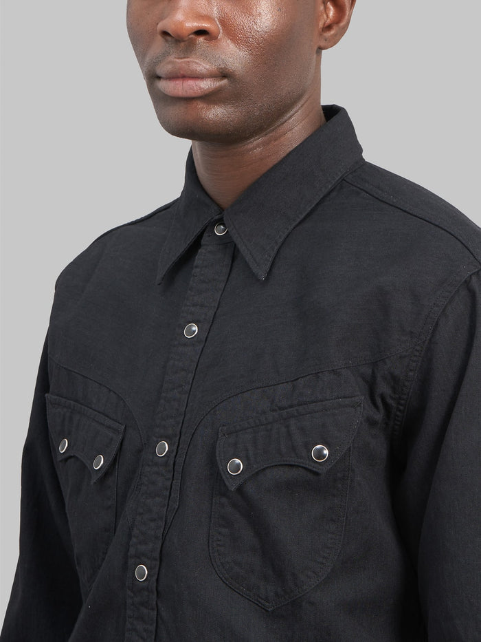 Stevenson Overall Cody Shirt black denim chest pocket