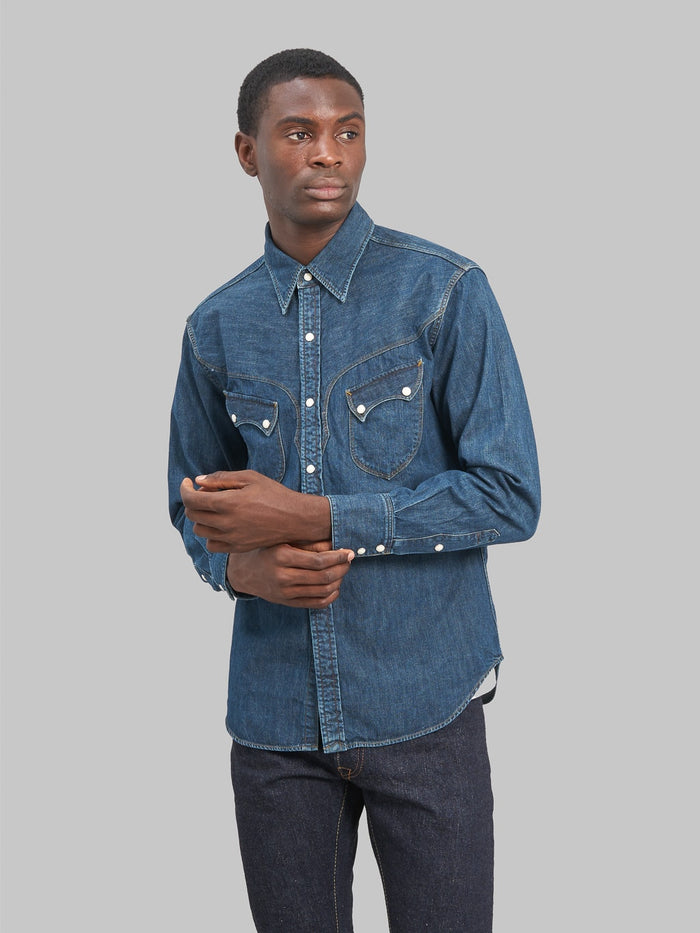 Stevenson overall cody shirt faded indigo denim slim fit