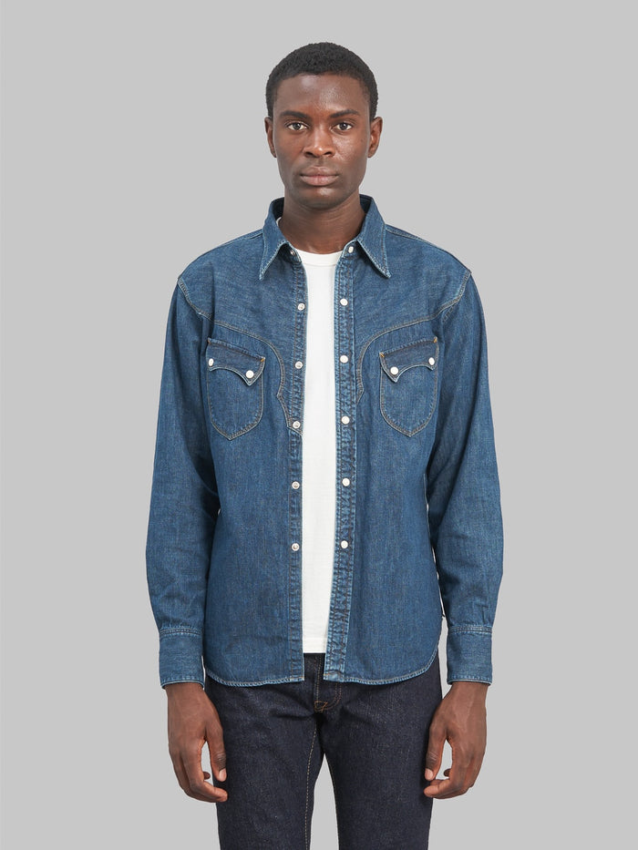Stevenson overall cody shirt faded indigo denim unbottoned fit