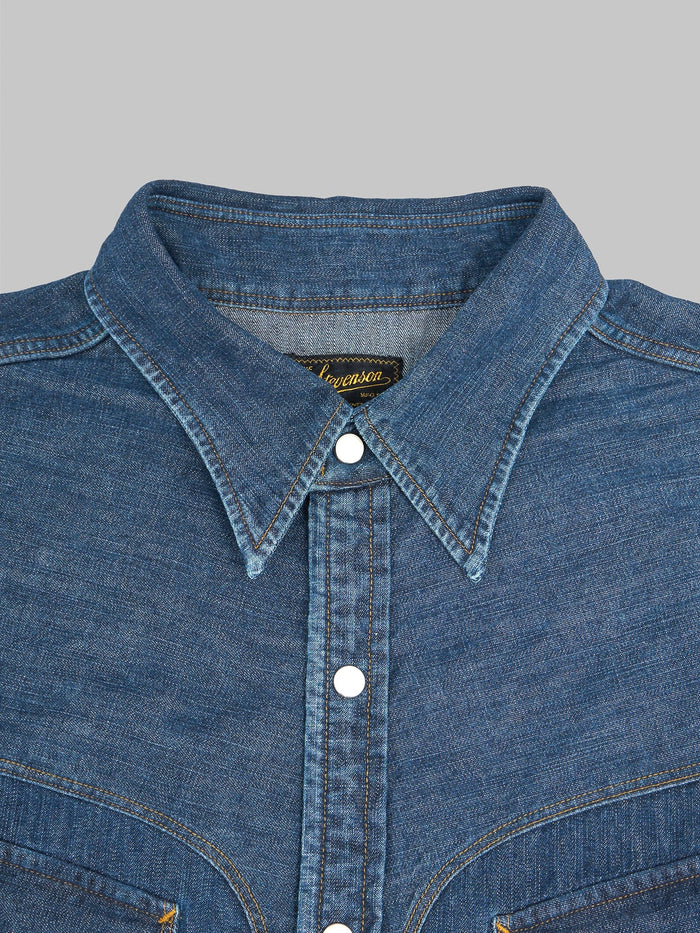 Stevenson overall cody shirt faded indigo denim collar
