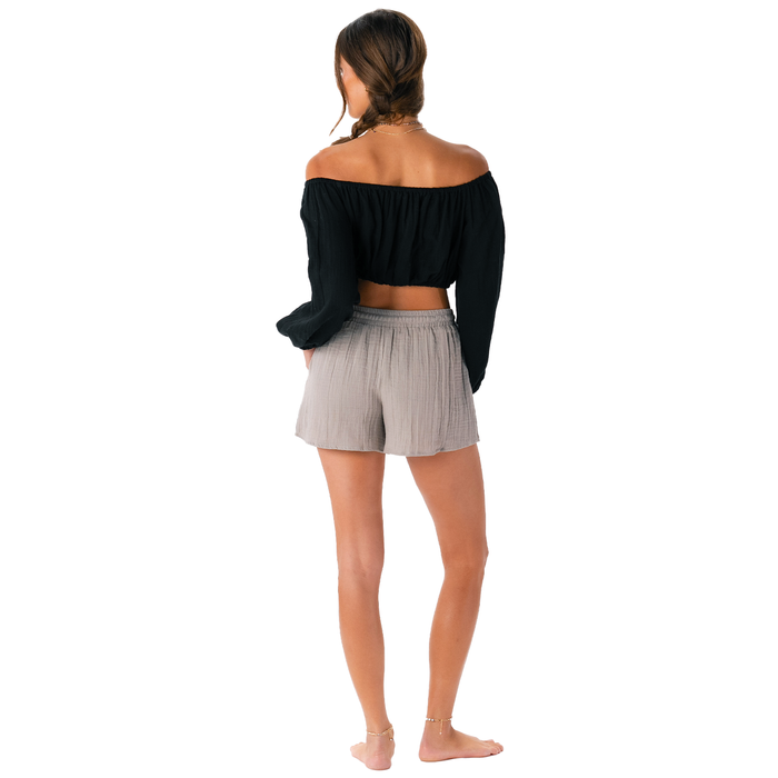 Stone Cotton Cabana Shorts, back