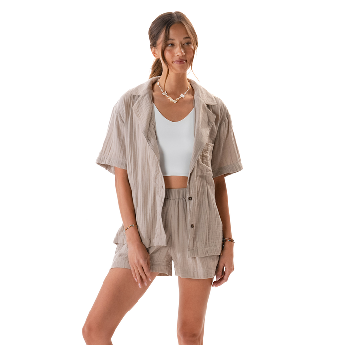 Stone Shelly Short Sleeve Button Down Shirt, front