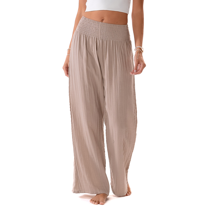 Stone Wide Leg Cotton Pants, front