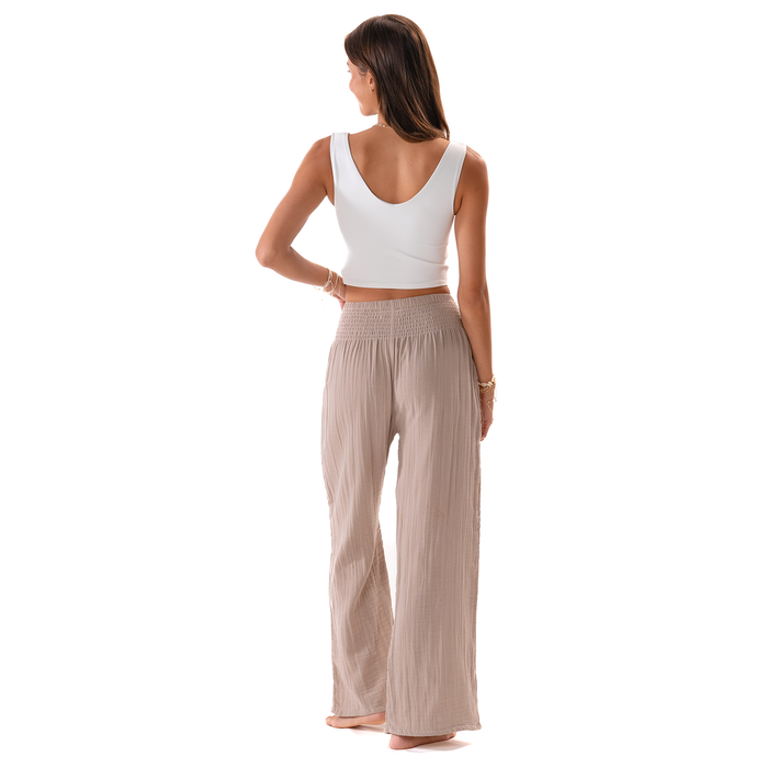 Stone Wide Leg Cotton Pants, back
