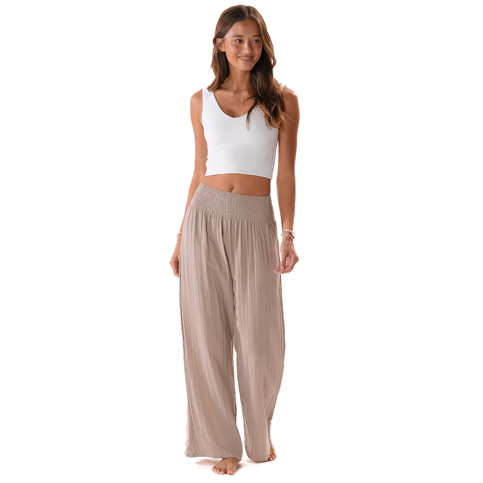 Stone Wide Leg Cotton Pants, front full body