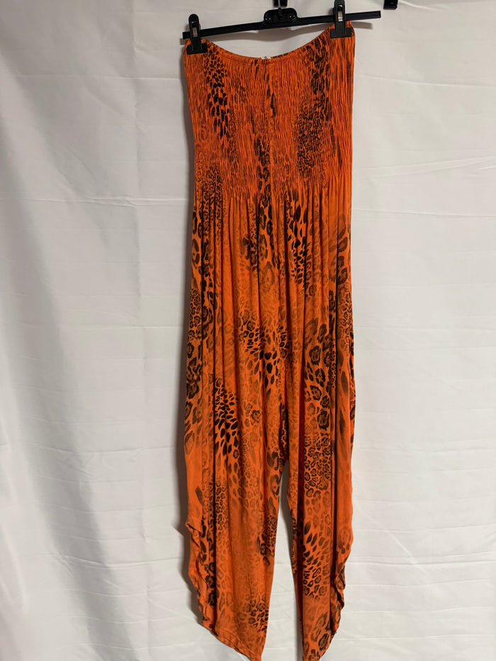 Strapless Animal-Print Jumpsuit