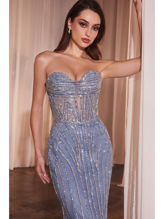 {WHOLESALE STRAPLESS CRYSTAL FITTED GOWN} - {} at {Linda Mariposa}