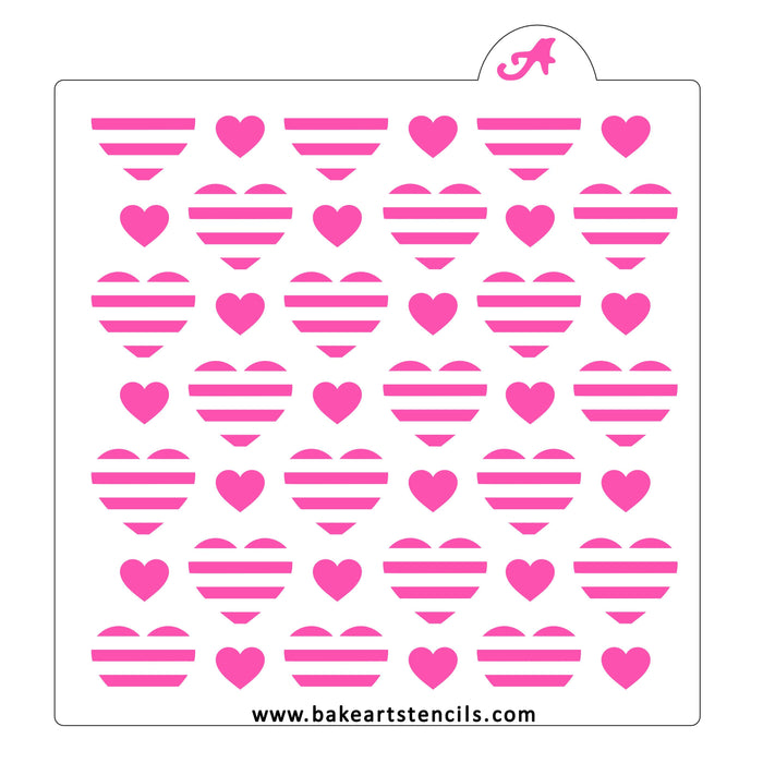 Striped Hearts Pattern Stencil bakeartstencil