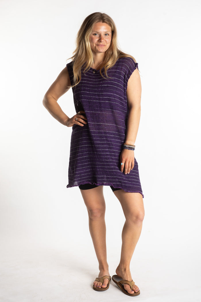 Striped Retro Cover Up in Natural