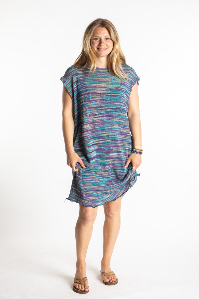 Striped Retro Cover Up in Rust Space Dye