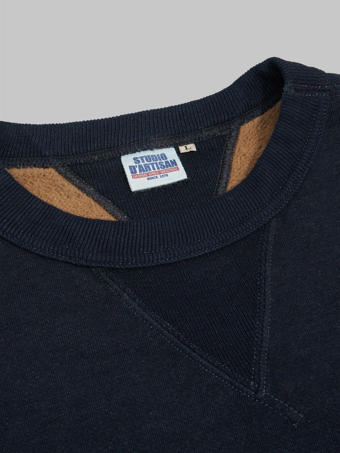 studio dartisan aishibu dyed indigo sweatshirt collar