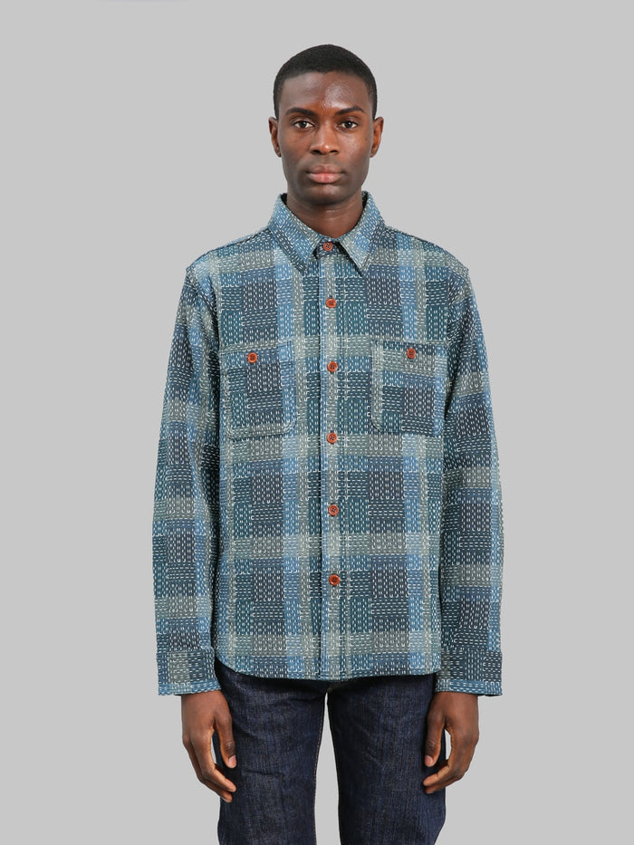 Studio D'Artisan Noragi Sashiko Shirt front fit
