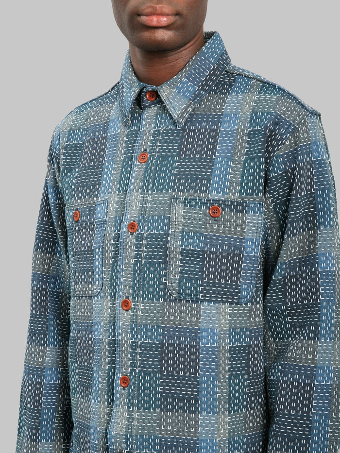 Studio D'Artisan Noragi Sashiko Shirt chest pocket