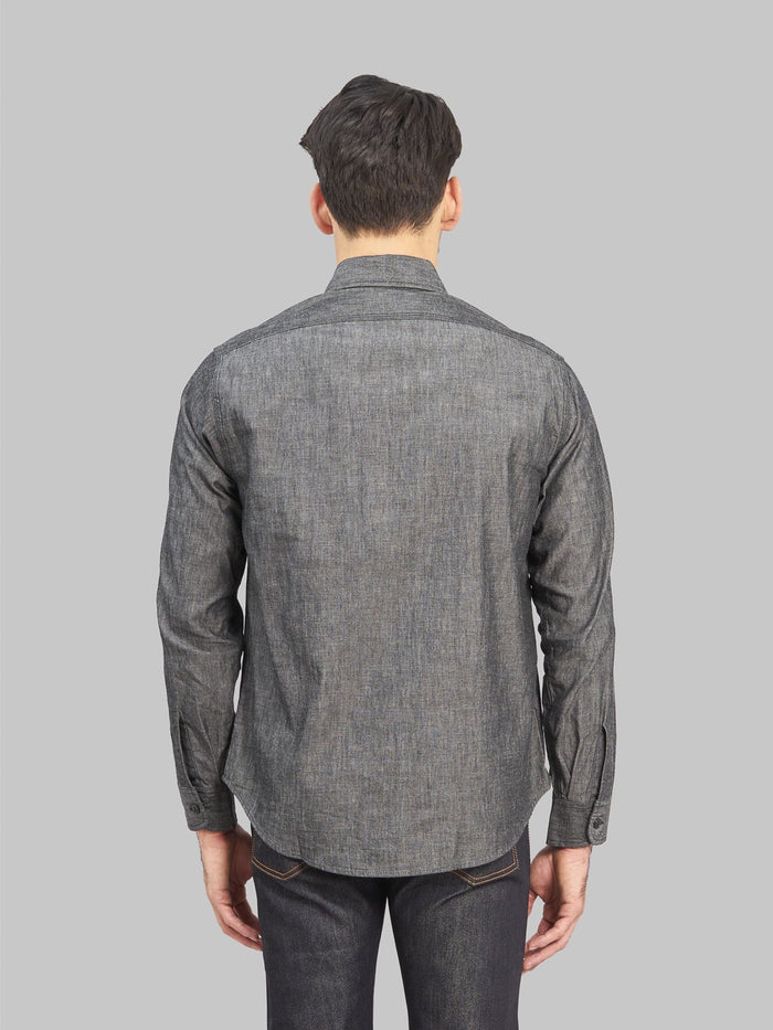 Sugar Cane Black Chambray Work Shirt back fit