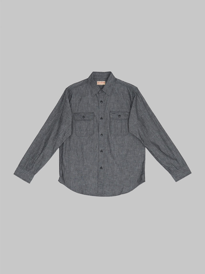 Sugar Cane Black Chambray Work Shirt front