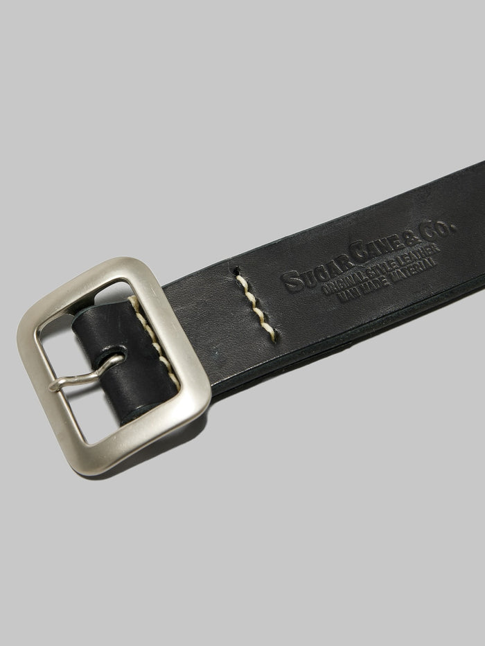 Sugar Cane leather garrison belt black heavy steel buckle
