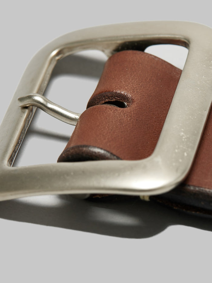 Sugar Cane leather garrison belt brown heavy steel buckle