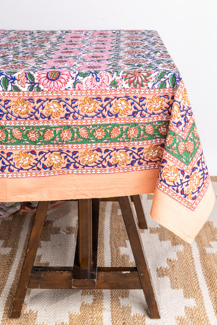 Provincial Block Print Tapestry in Peach Sunflower